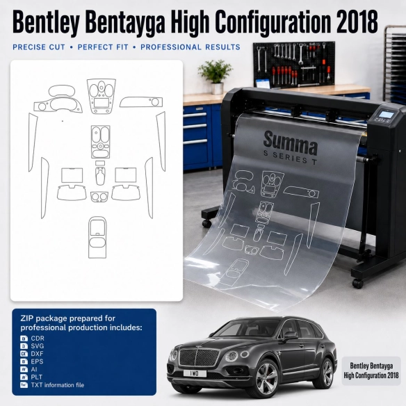 Gabarit de découpe intérieur Bentley Benteyga High Configration 2018 pour PPF et covering
