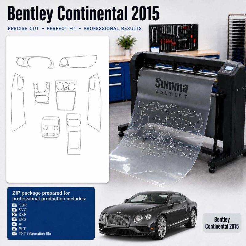 Gabarit de découpe intérieur Bentley Continental 2015 pour PPF et covering