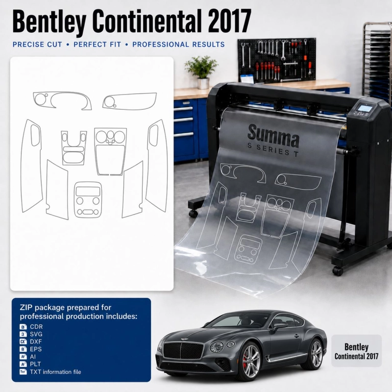 Gabarit de découpe intérieur Bentley Continental 2017 pour PPF et covering