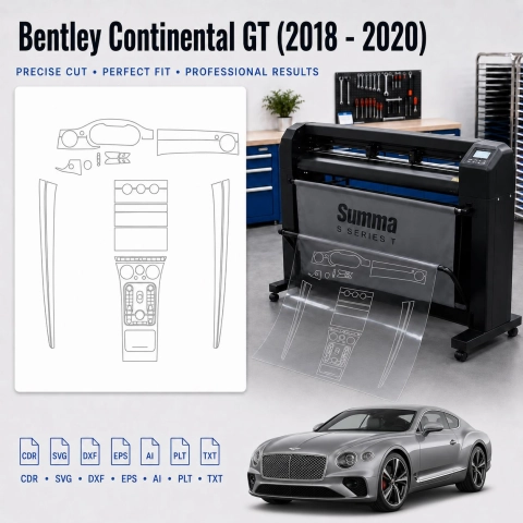 Gabarit de découpe intérieur Bentley Continental GT 2018 2020 pour PPF et covering
