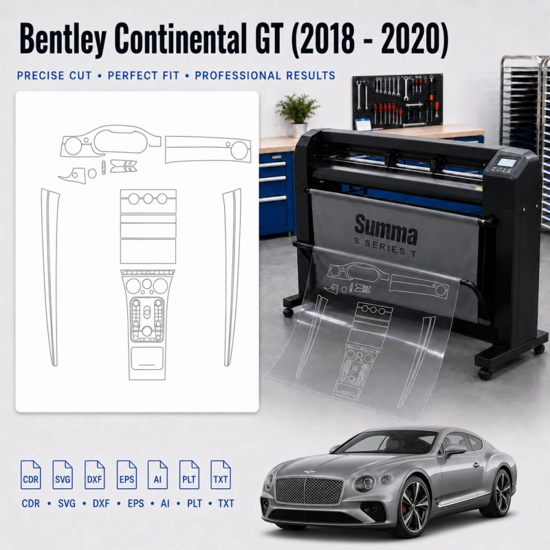 Gabarit de découpe intérieur Bentley Continental GT 2018 2020 pour PPF et covering