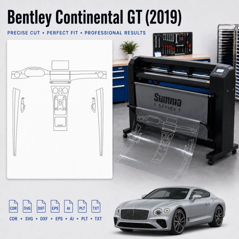 Gabarit de découpe intérieur Bentley Continental GT 2019 pour PPF et covering