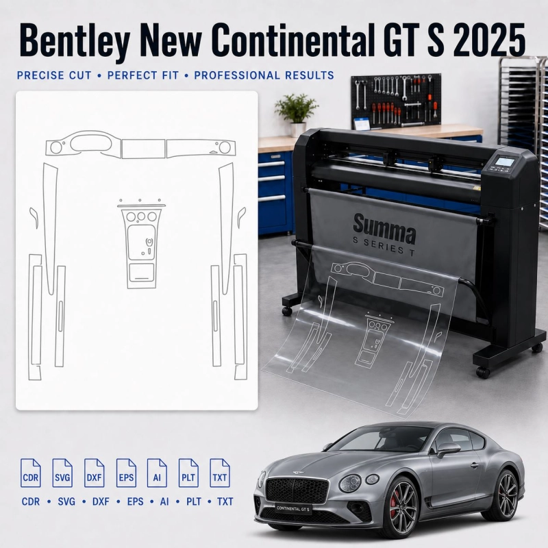 Gabarit de découpe intérieur Bentley New Continental GT S 2025 pour PPF et covering