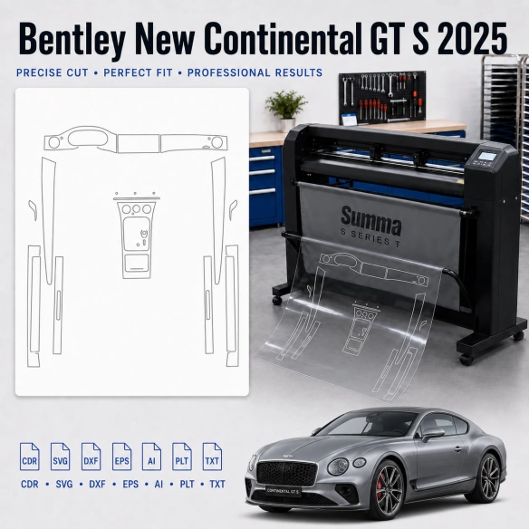 Gabarit de découpe intérieur Bentley New Continental GT S 2025 pour PPF et covering