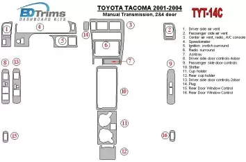 Toyota Tacoma 2000-2004 boîte manuelle Box, 2&4 Des portes BD Kit la décoration du tableau de bord - 1 - habillage decor de tabl