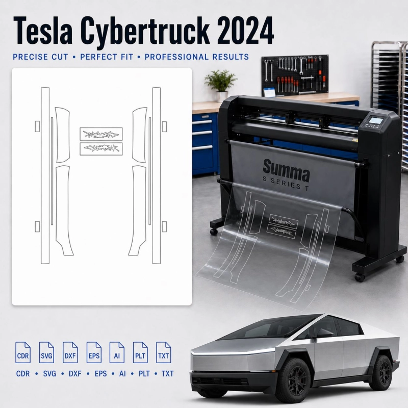 Gabarit de découpe intérieur Tesla Cybertruck 2024 pour PPF et covering