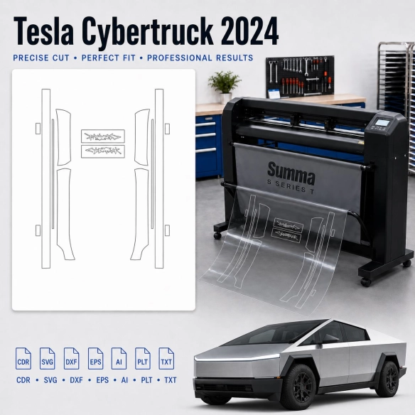 Gabarit de découpe intérieur Tesla Cybertruck 2024 pour PPF et covering