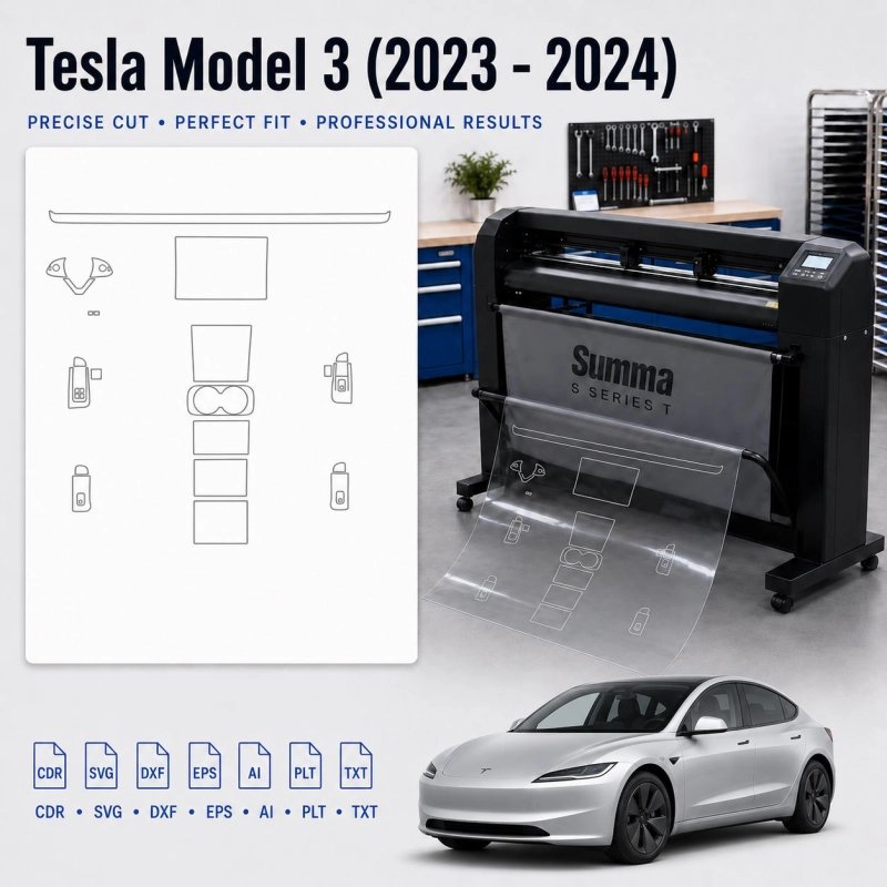 Gabarit de découpe intérieur Tesla Model 3 2023 pour PPF et covering