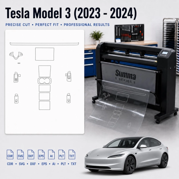 Gabarit de découpe intérieur Tesla Model 3 2023 pour PPF et covering