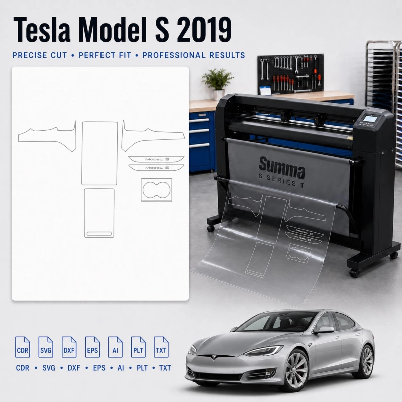 Gabarit de découpe intérieur Tesla Model S 2019 pour PPF et covering