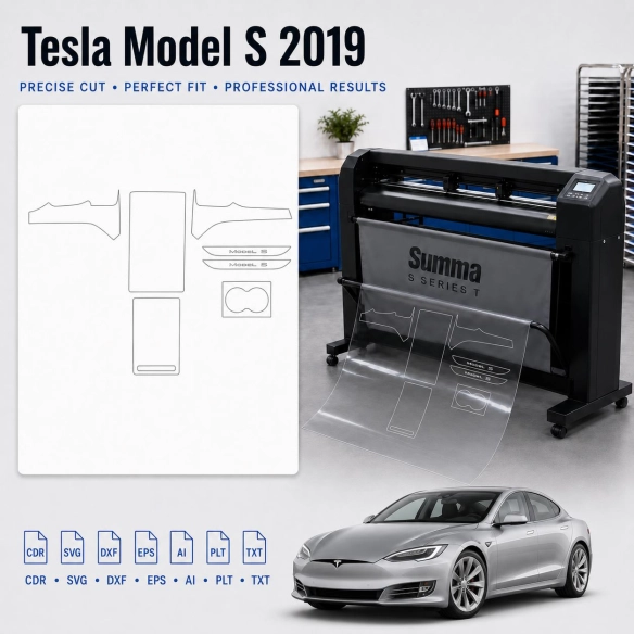Gabarit de découpe intérieur Tesla Model S 2019 pour PPF et covering