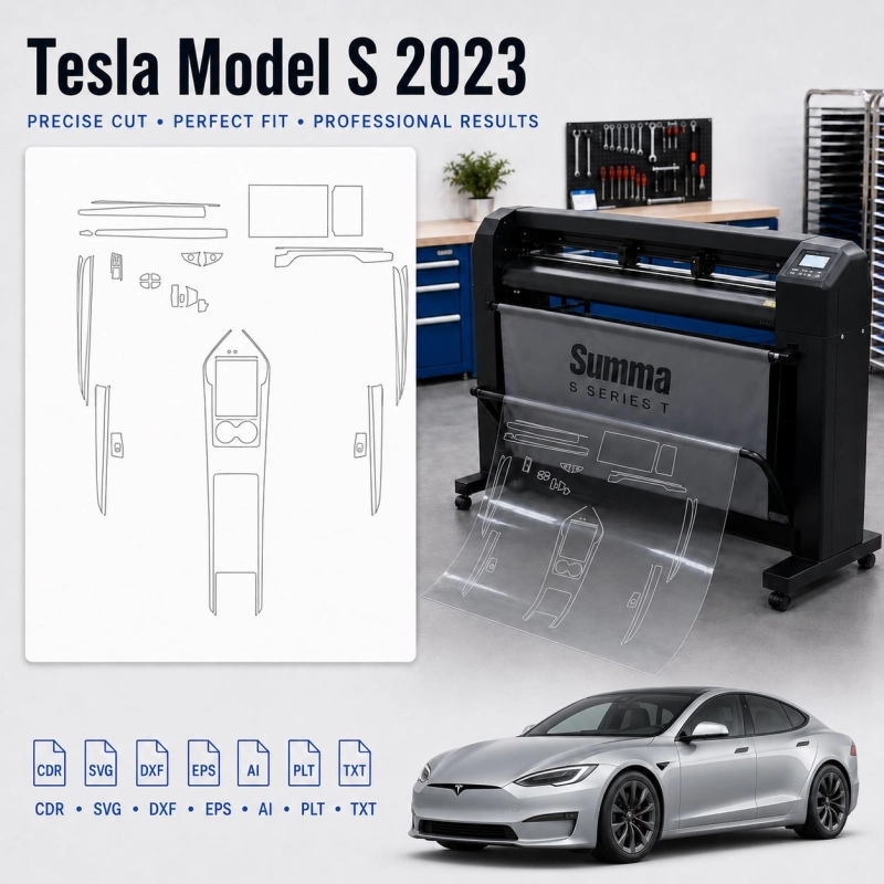 Gabarit de découpe intérieur Tesla Model S 2023 pour PPF et covering