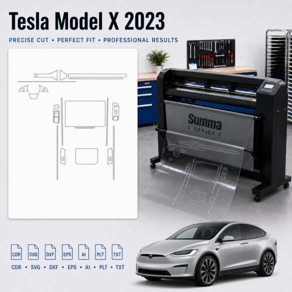 Gabarit de découpe intérieur Tesla Model X 2023 pour PPF et covering