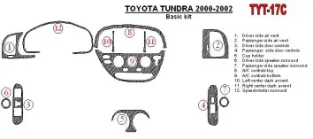 Toyota Tundra 2000-2002 2 & 4 Des portes, Paquet de base, 12 Parts set BD Kit la décoration du tableau de bord - 1 - habillage d