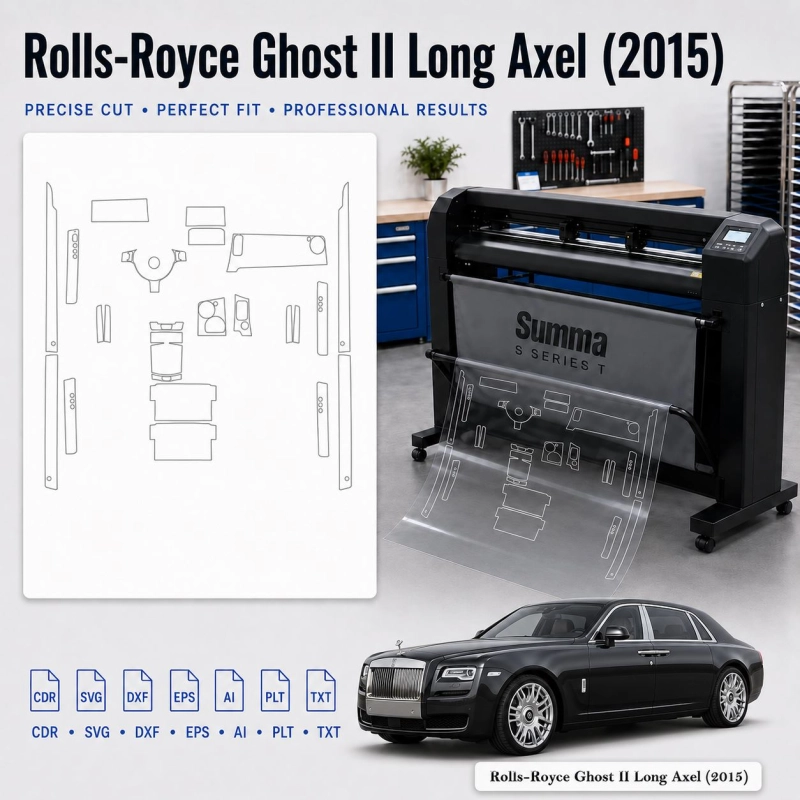 Gabarit de découpe intérieur Rolls-Royce Ghost II Long Axle 2015 pour PPF et covering