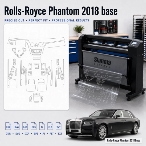 Gabarit de découpe intérieur Rolls-Royce Phantom 2018 Base pour PPF et covering