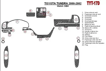 Toyota Tundra 2000-2002 4 Des portes, OEM Compliance, 20 Parts set BD Kit la décoration du tableau de bord - 1 - habillage decor