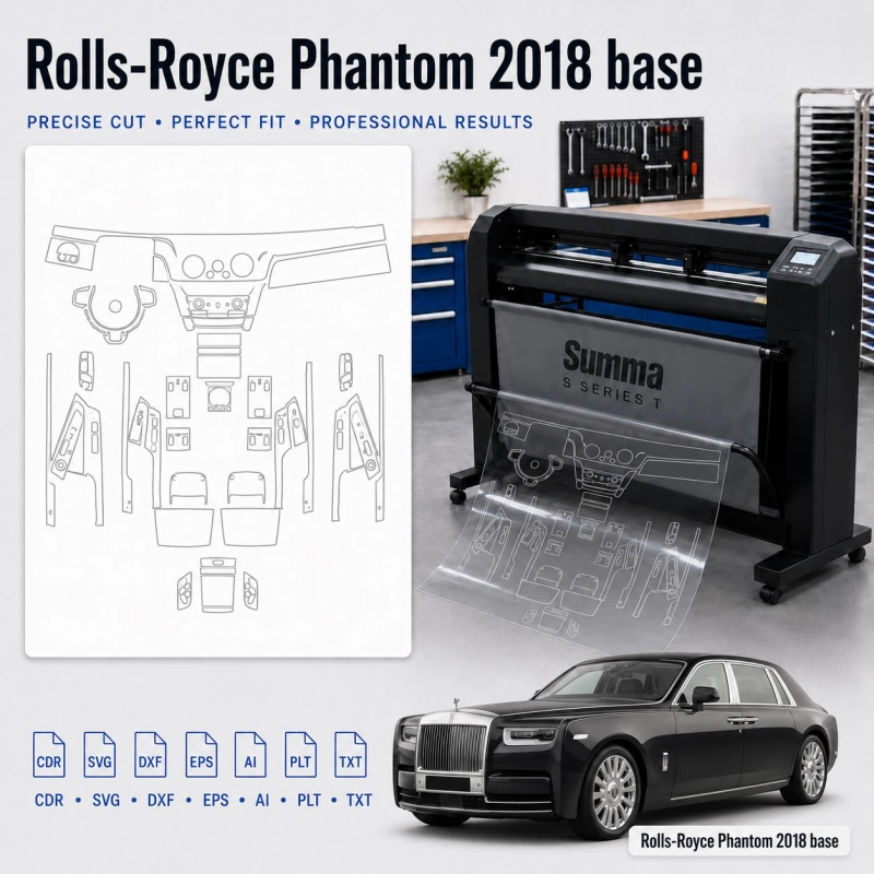 Gabarit de découpe intérieur Rolls-Royce Phantom 2018 Base pour PPF et covering