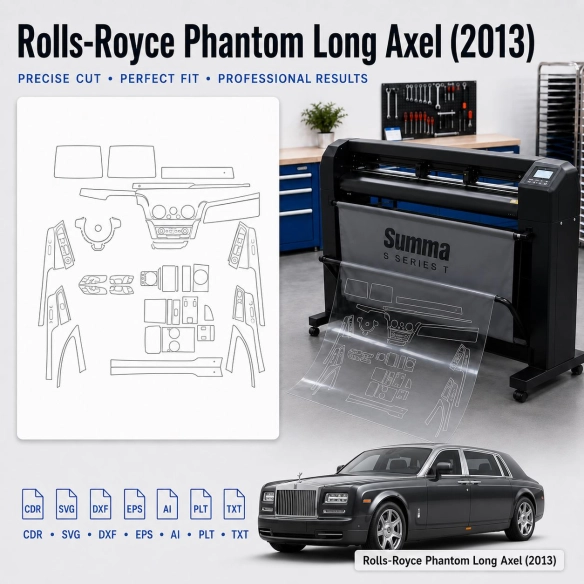 Gabarit de découpe intérieur Rolls-Royce Phantom Long Axle 2013 pour PPF et covering