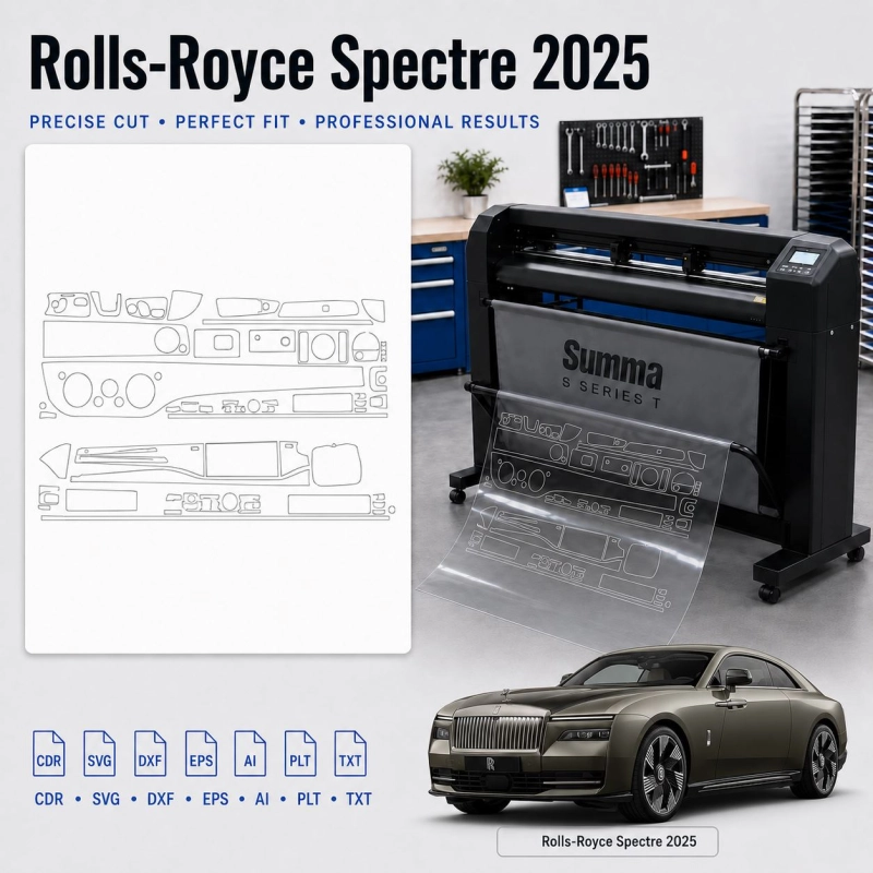 Gabarit de découpe intérieur Rolls-Royce Spectre 2025 pour PPF et covering