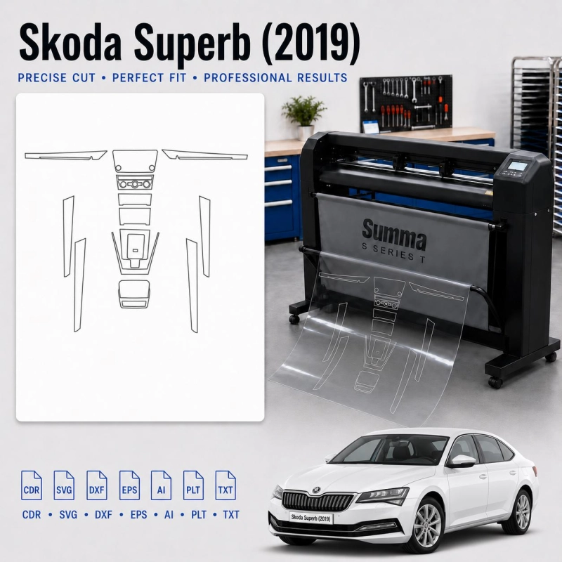 Gabarit de découpe intérieur Skoda Superb 2019 pour PPF et covering