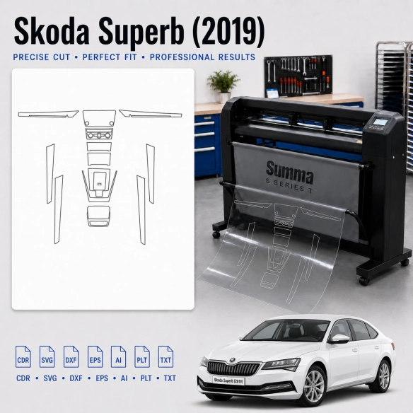 Gabarit de découpe intérieur Skoda Superb 2019 pour PPF et covering