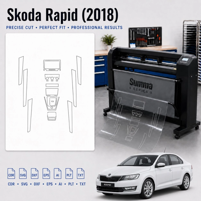 Gabarit de découpe intérieur Skoda Rapid 2018 pour PPF et covering