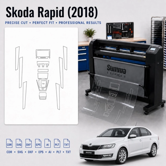 Gabarit de découpe intérieur Skoda Rapid 2018 pour PPF et covering
