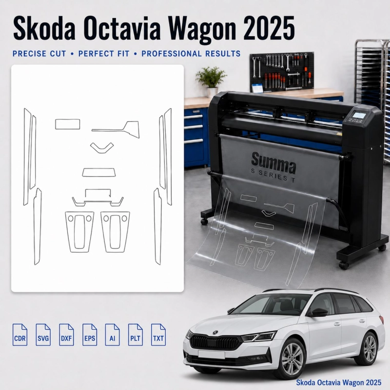 Gabarit de découpe intérieur Skoda Octavia Wagon 2025 pour PPF et covering
