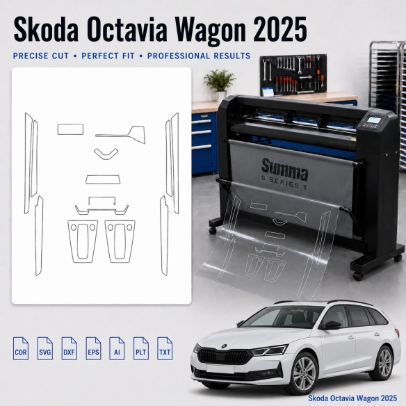 Gabarit de découpe intérieur Skoda Octavia Wagon 2025 pour PPF et covering