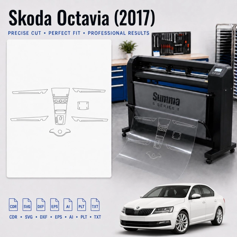 Gabarit de découpe intérieur Skoda Octavia 2017 pour PPF et covering