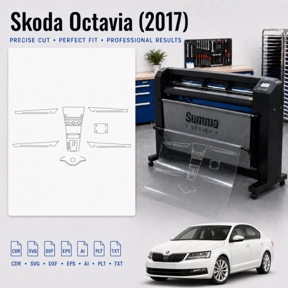 Gabarit de découpe intérieur Skoda Octavia 2017 pour PPF et covering