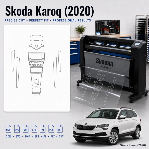 Gabarit de découpe intérieur Skoda Karoq 2020 pour PPF et covering