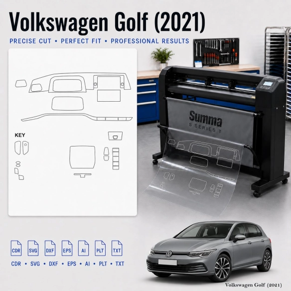 Gabarit de découpe intérieur Volkswagen Golf 2021 pour PPF et covering