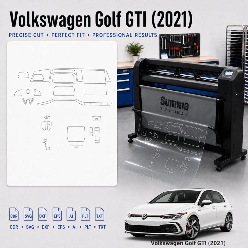 Gabarit de découpe intérieur Volkswagen Golf Gti 2021 pour PPF et covering