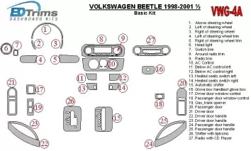 Volkswagen Beetle 1998-2001 Paquet de base BD Kit la décoration du tableau de bord - 3 - habillage decor de tableau de bord