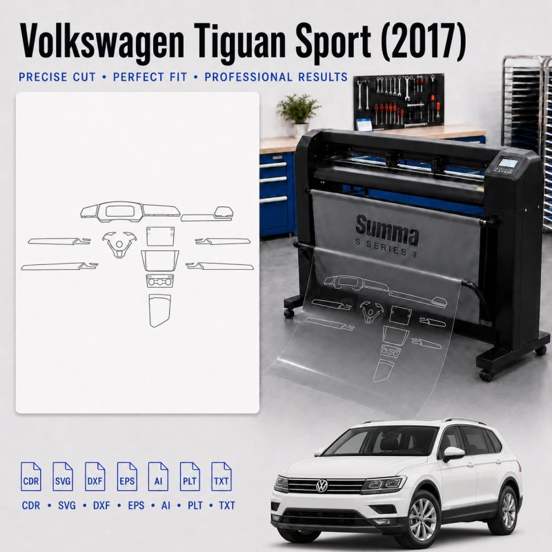 Gabarit de découpe intérieur Volkswagen Tiguan Sport 2017 pour PPF et covering