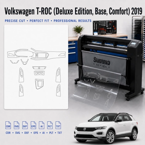 Gabarit de découpe intérieur Volkswagen T Roc Deluxe Edition Base Comfort 2019 pour PPF et covering