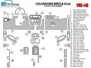 Volkswagen Beetle 2001-2005 Ensemble Complet fits Cabrio and Coupe Avec Armrest BD Kit la décoration du tableau de bord - 3 - ha