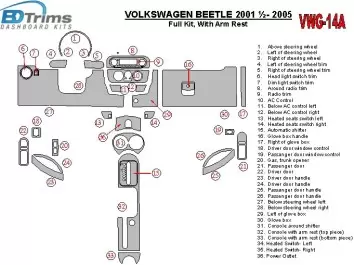 Volkswagen Beetle 2001-2005 Ensemble Complet BD Kit la décoration du tableau de bord - 3 - habillage decor de tableau de bord