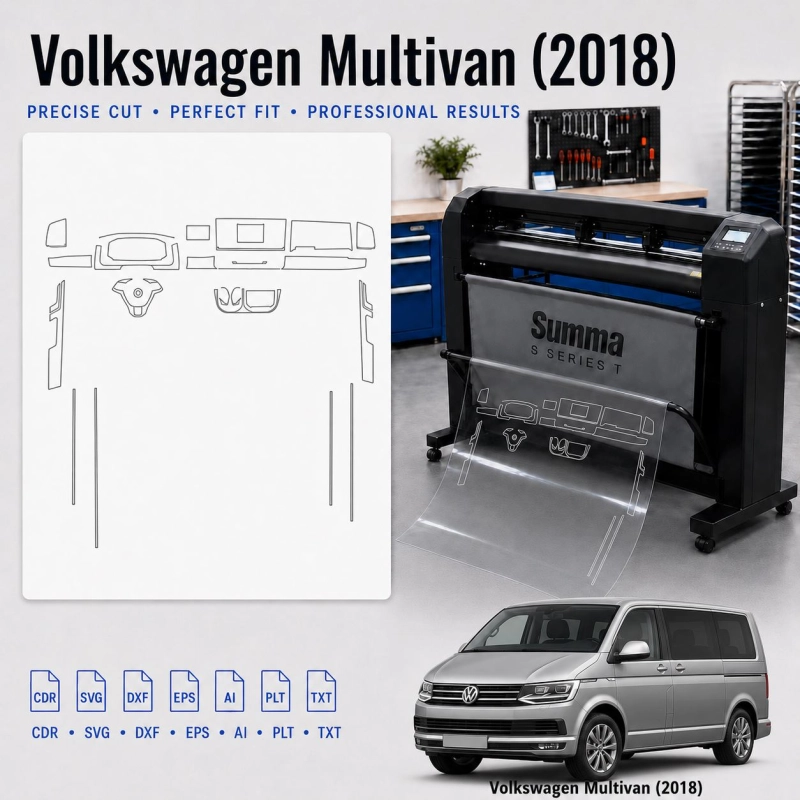 Gabarit de découpe intérieur Volkswagen Multivan 2018 pour PPF et covering