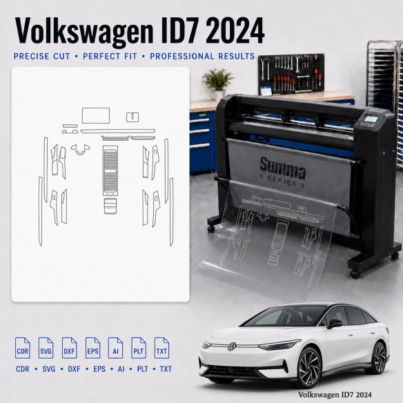 Gabarit de découpe intérieur Volkswagen Id7 2024 pour PPF et covering