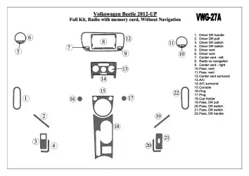 Volkswagen Beetle 2012-UP Ensemble Complet, Audio SD Card, Sans NAVI BD Kit la décoration du tableau de bord - 1 - habillage dec