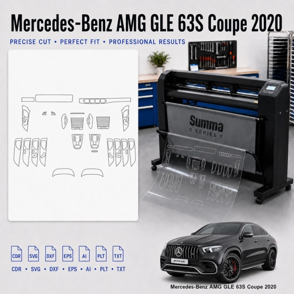 Gabarit de découpe intérieur Mercedes Benz Amg GLE 63S Coupe 2020 pour PPF et covering