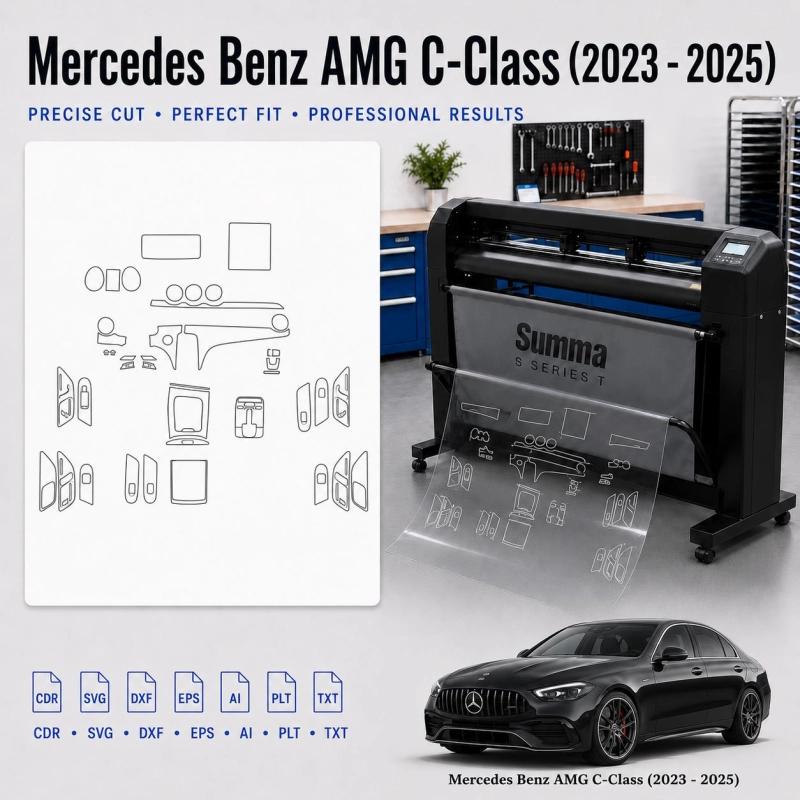 Gabarit de découpe intérieur Mercedes Benz Amg C Class 2023 2025 pour PPF et covering