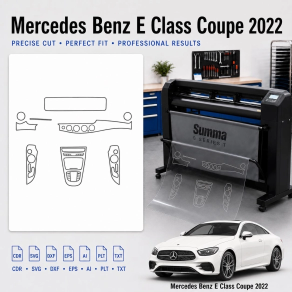 Gabarit de découpe intérieur Mercedes Benz E Class Coupe 2022 pour PPF et covering