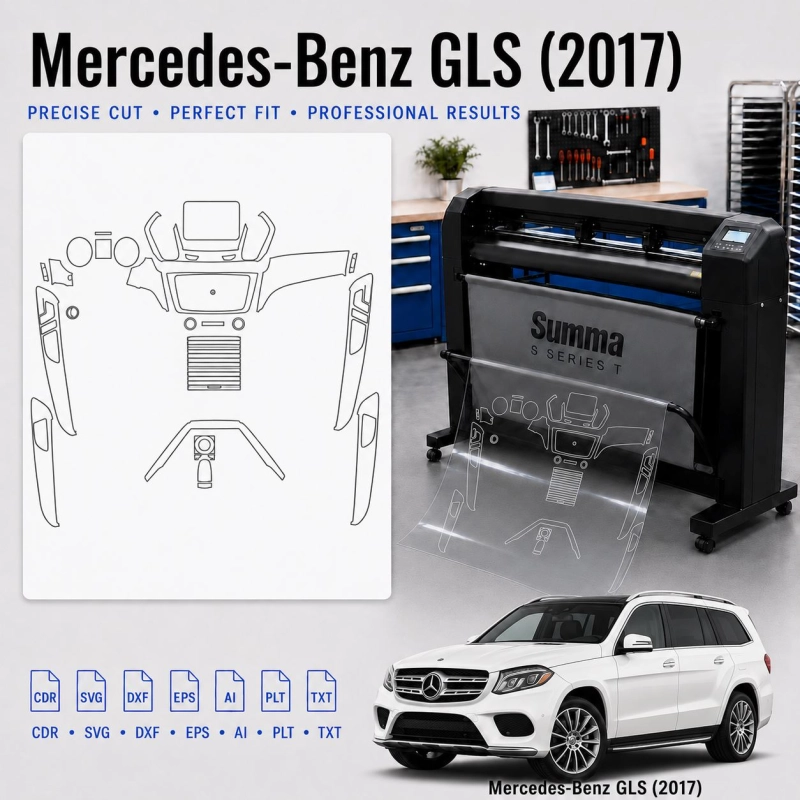 Gabarit de découpe intérieur Mercedes Benz Gls 2017 pour PPF et covering