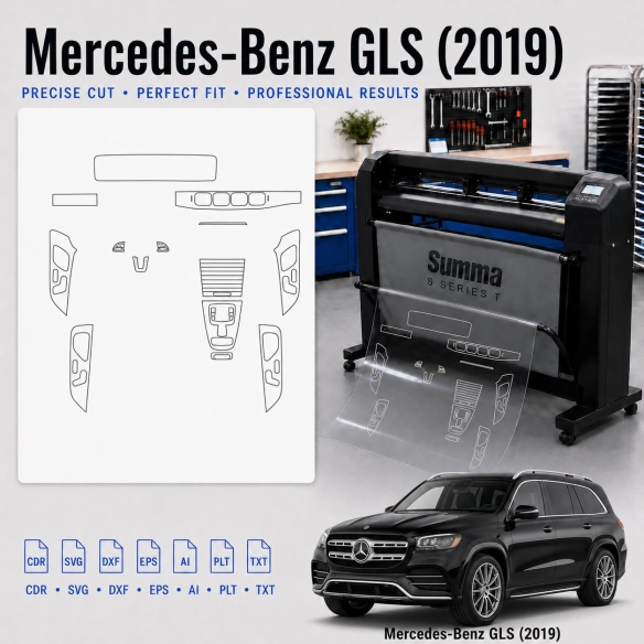 Gabarit de découpe intérieur Mercedes Benz Gls 2019 pour PPF et covering