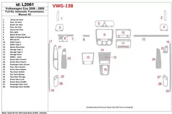 Volkswagen EOS 2006-2009 Ensemble Complet, Boîte automatique, Aircondition BD Kit la décoration du tableau de bord - 1 - habilla