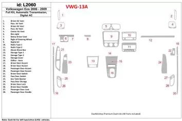 Volkswagen EOS 2006-UP Ensemble Complet, Boîte automatique BD Kit la décoration du tableau de bord - 1 - habillage decor de tabl